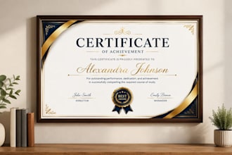 design a professional certificate, diploma, and award template