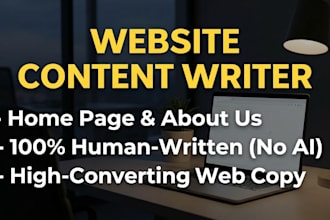 write professional website content, about us page, and home page