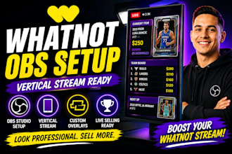 setup whatnot obs studio for vertical live selling with overlays