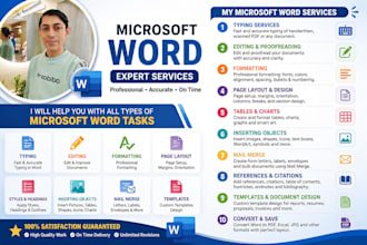 provide ms word training, formatting, editing and services