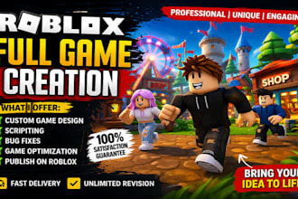 develop full roblox game, roblox simulator, roblox tycoon, roblox horror game