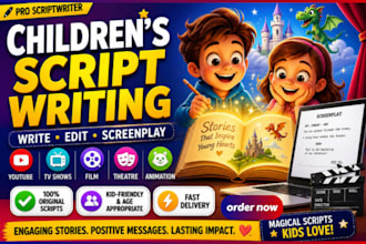 write edit a children script screenplay for youtube theatre tv film animation