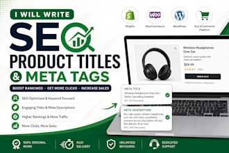 write SEO product titles and meta tags
