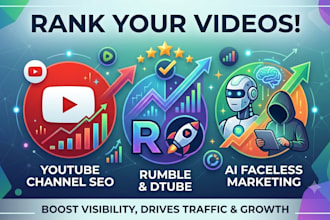 rank your videos with youtube channel seo, rumble, dtube, ai faceless marketing