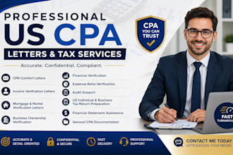 provide US CPA letter, audit financial statement, income verification CPA letter