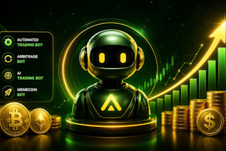 build automated crypto trading bot, arbitrage bot, ai trading bot, memecoin bot