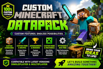 create a custom minecraft data pack, custom commands, functions and gameplay