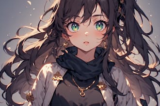 make anime cartoon character and illustration