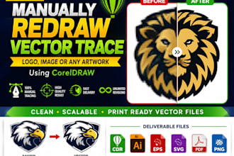 manually redraw, vector trace, recreate logo in coreldraw