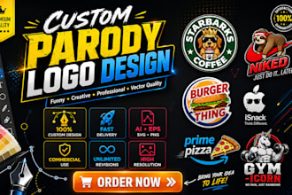 custom parody logo with your name or brand hand drawn