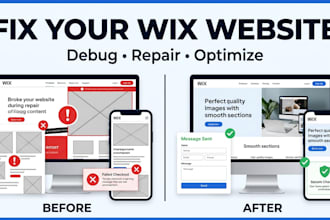 fix debug wix website issues, responsive bugs and checkout problems