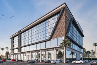 buildup 3d business center from plan, commercial complex, office external render
