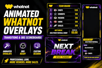 design animated whatnot overlays transitions and obs scoreboards
