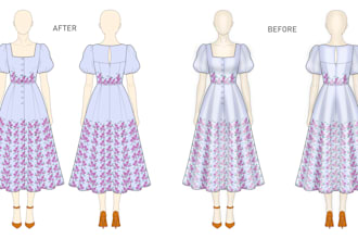 design digital fashion illustrations or flat sketches