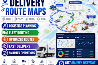 design delivery route maps, logistics planning and optimized fleet routing