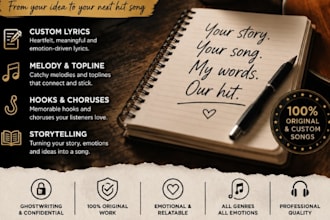 country, pop, folk, soul, rnb lyrics, melody hook chorus, storytelling writer