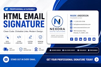 design clickable html email signature, animated email signature, animated logo
