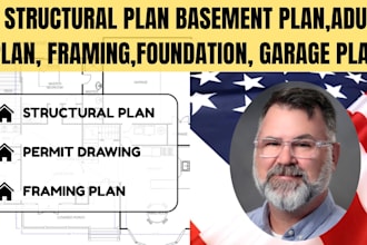 structural plan basement plan,adu plan, framing and foundation plan, garage plan
