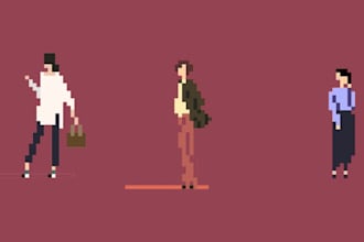 create pixel art character sprite game asset icon logo designer animator