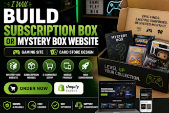 design a subscription box or mystery box website, card or minipokemon game store