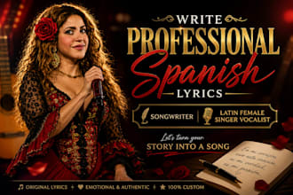 write professional spanish lyrics, songwriter and latin female singer vocalist