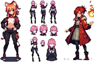 design custom sfw nsfw pixel art character and pixel animation