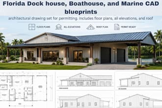 design dock house, boathouses and marine cad blueprints