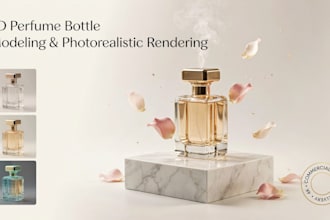 create 3d perfume bottle modeling and photorealistic rendering