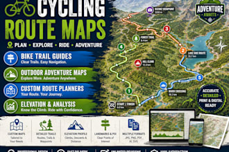 design cycling route maps, bike trails and outdoor adventure guides
