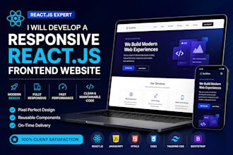 develop a responsive react js frontend website