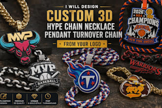 design 3d hypechain pendant keychain cuban printable jewelry logo to 3d printing