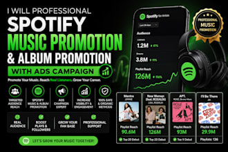 professional spotify music promotion, spotify album promotion with ads campaign