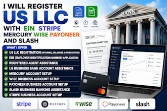 register US llc with ein stripe mercury wise payoneer and slash