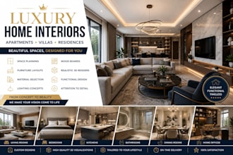 create luxury home interiors for apartments, villas and residences with renders