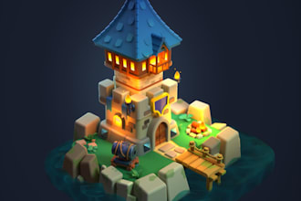 create stylized 3d game assets, props and environments