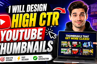 design high CTR eye catching youtube thumbnails