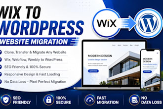 migrate, clone, transfer wix, webflow, weebly website to wordpress