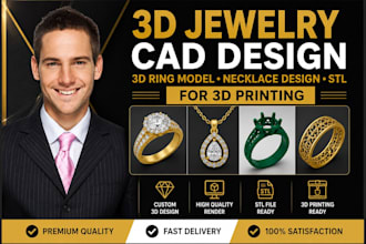 custom 3d jewelry cad design 3d ring model necklace design stl for 3d printing