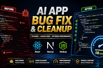 fix bugs and clean up vibe code, lovable, bolt or replit websites