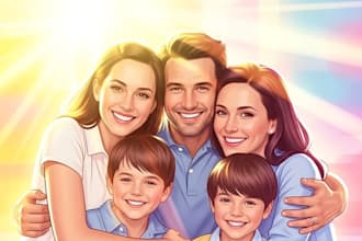 design a professional cartoon family characters