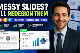 redesign powerpoint and google slides presentations professionally