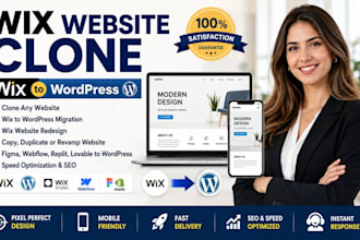 clone wix website, migrate wix to wordpress, redesign or copy any website