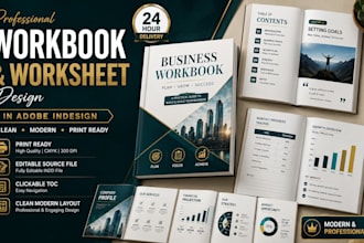 create modern adobe indesign, workbooks and worksheets