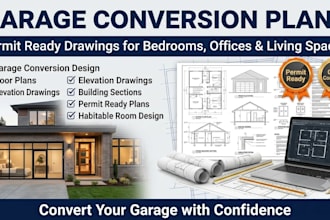 garage conversion plans for permit approval, garage to room, conversion layout
