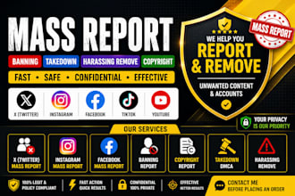 x ig banning mass report bot, takedown harassing remove copyright fb mass report
