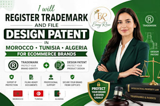 do trademark, file design patent in morocco tunisia algeria for ecommerce brands