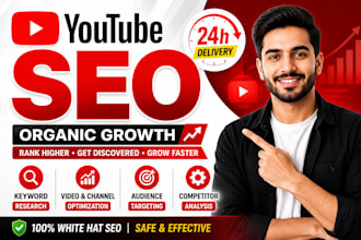 do organic youtube promotion, channel optimization, yt SEO to boost your channel