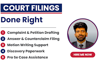 draft pro se court documents, motions, petitions and complaints for US