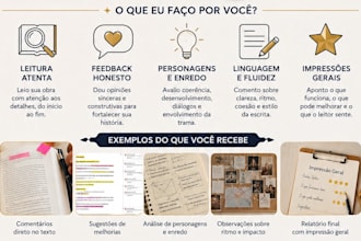 farei uma leitura da sua história e darei um feedback detalhado