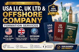register your USA llc, UK ltd and offshore company